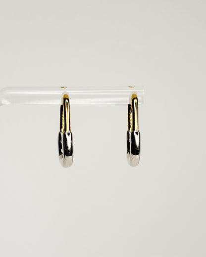 Earrings | Skinny Mixed Metal U-Hoop