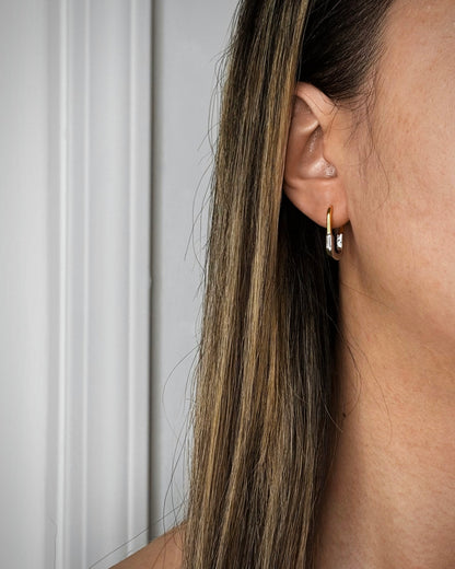 Earrings | Skinny Mixed Metal U-Hoop
